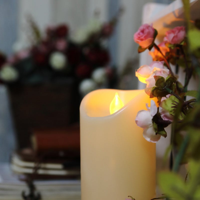 QIDEA Flameless Outdoor Waterproof LED Pillar Candle with Remote Timer Battery Operated Flickering Resin Candle Light for Halloween Christmas Wedding Party Centerpiece Decorations Supplies 3â€x 7â€ 2-Pack - Image 4